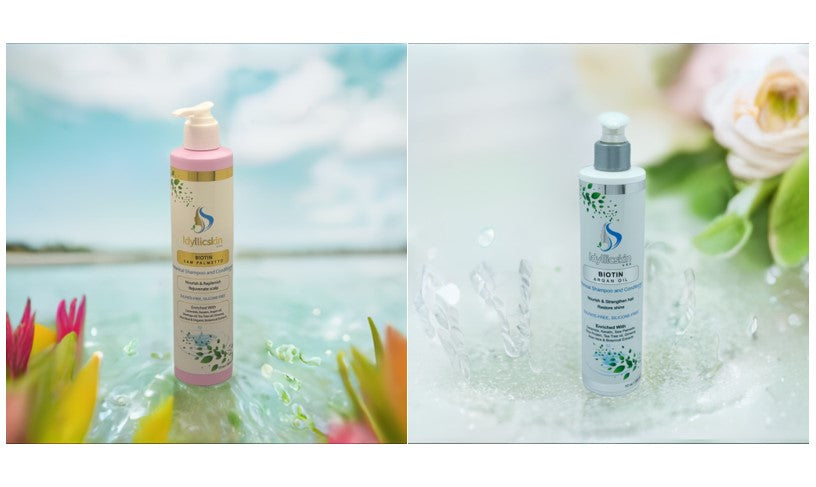 Biotin Saw-Palmetto Botanical Shampoo and Conditioner with Tea Tree oil, Argan oil, Moringa oil, Rosemary, Ginseng, Ceramide and Keratin