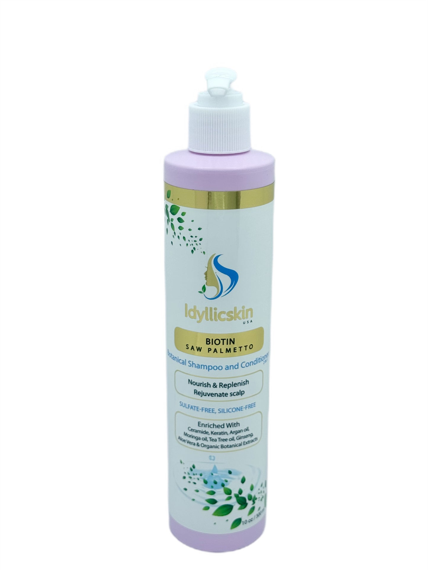 Biotin Saw-Palmetto Botanical Shampoo and Conditioner with Tea Tree oil, Argan oil, Moringa oil, Rosemary, Ginseng, Ceramide and Keratin