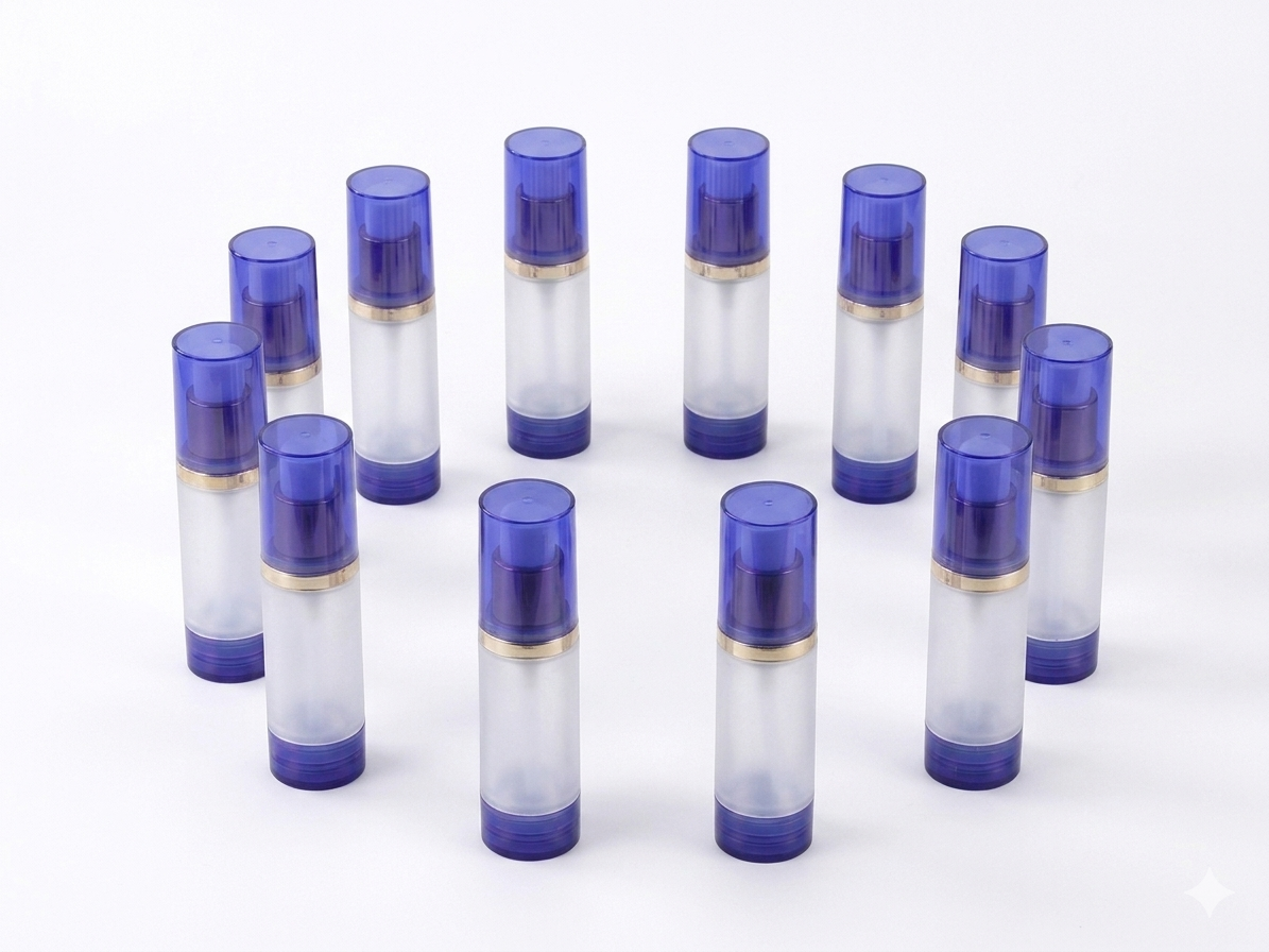 Set of 12 refillable airless cosmetic bottles 30 oz