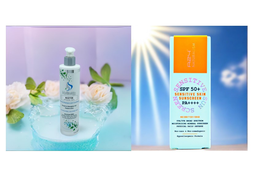Idyllicskin Clearance-Biotin Argan oil shampoo and SPF 50 Mineral oil Sunscreen Pack