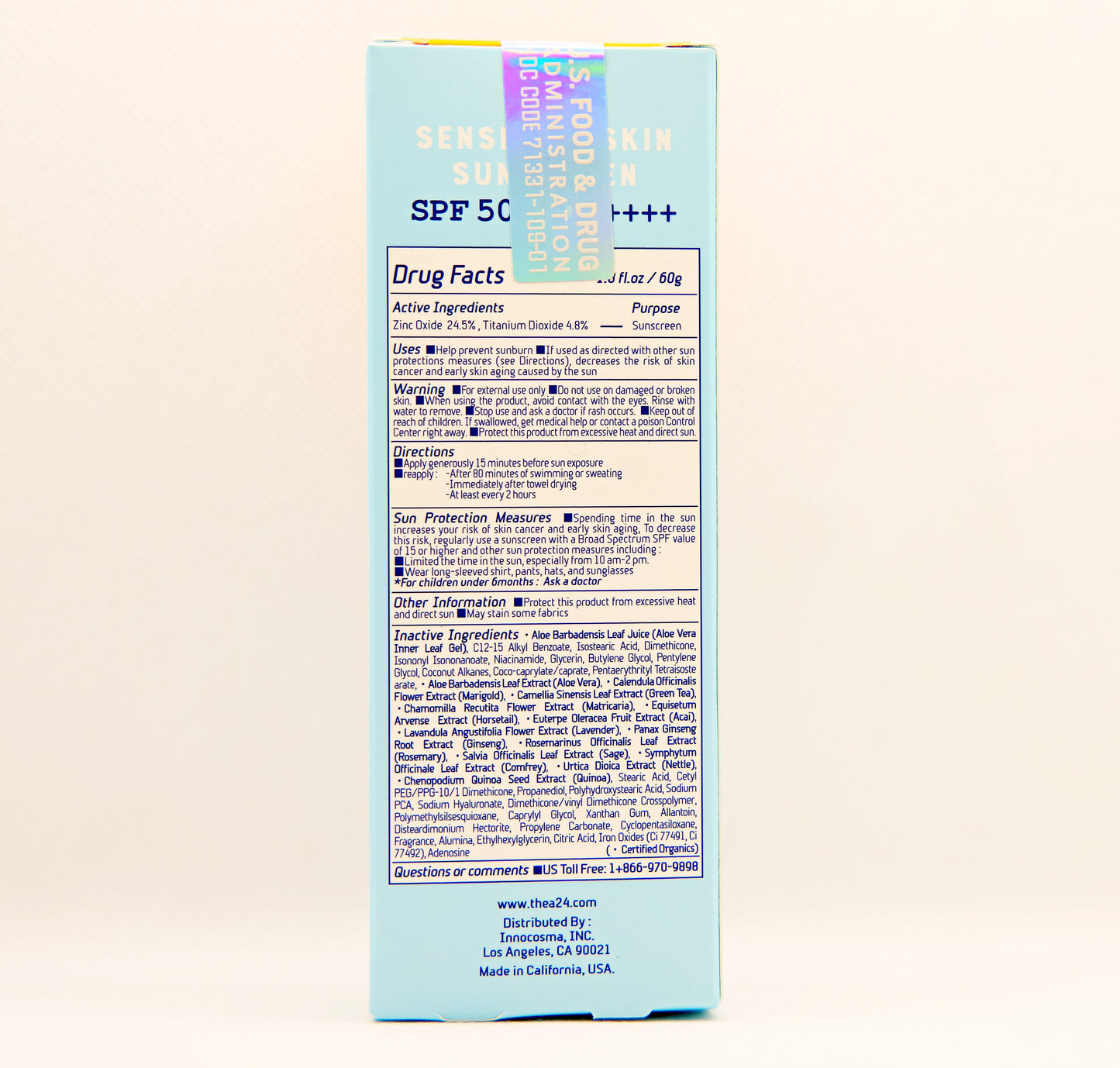 Moisturizer SPF 50+, Mineral , Made in USA, Clearance