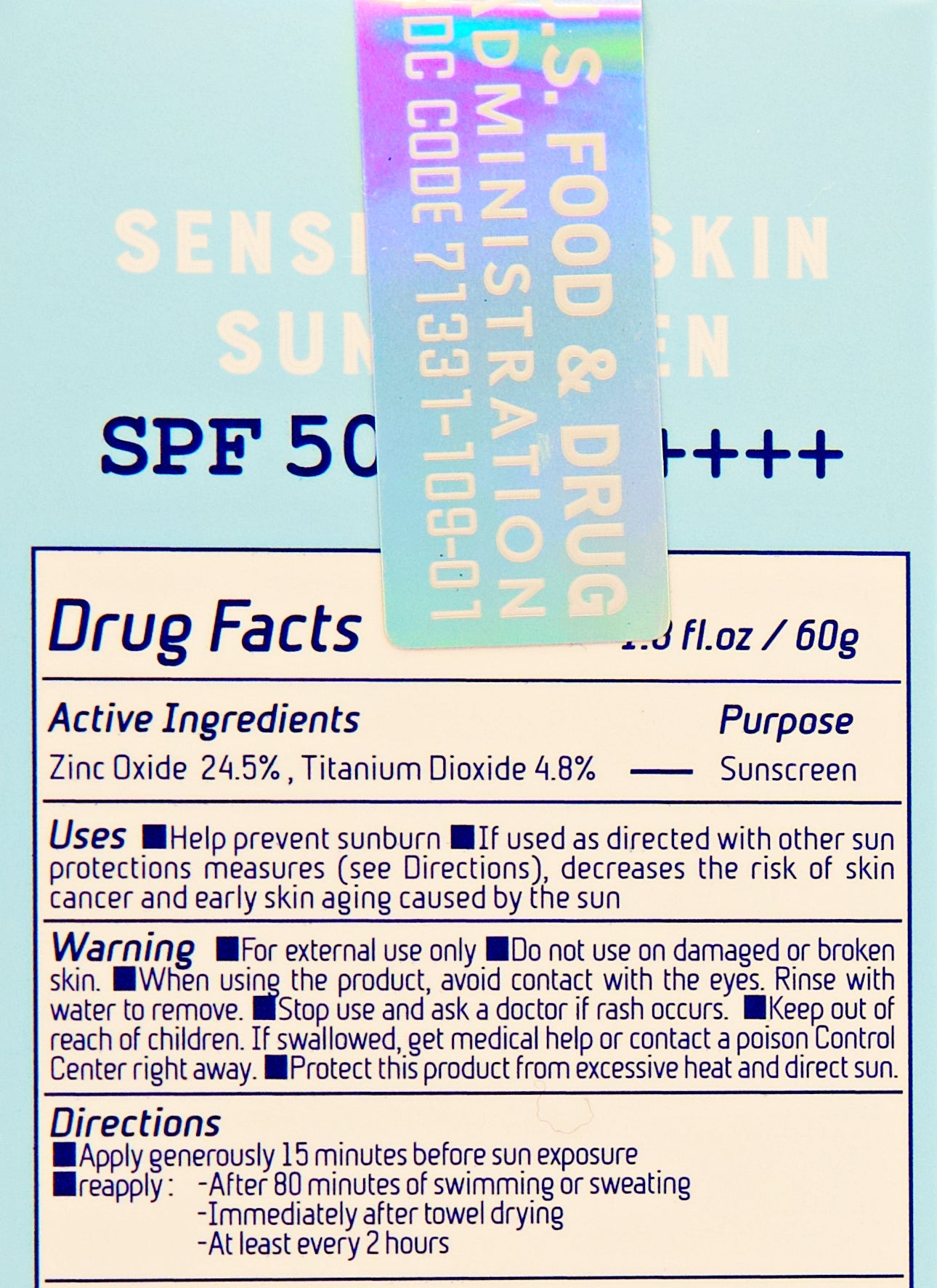 Moisturizer SPF 50+, Mineral , Made in USA, Clearance